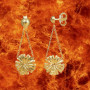 Boucles d'oreilles pendantes Hibiscus Or 18 Carats