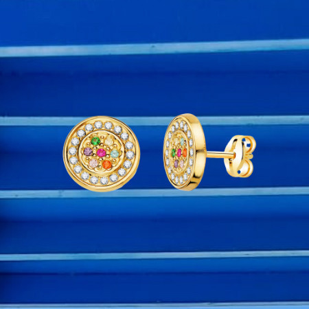 Boucles d'oreilles Zircons Couleurs Astrid Or