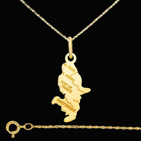 Pendentif Chaine Carte de la Martinique Or