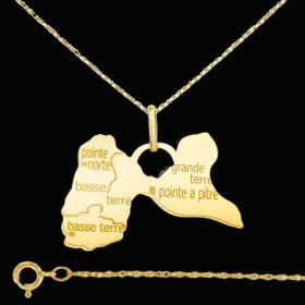 Pendentif Chaine Carte de la Guadeloupe Or