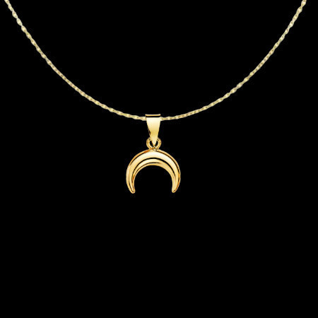 Pendentif Chaine Mini Corne Brillant Or