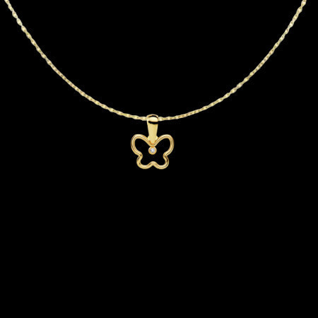 Pendentif Chaine Mini Papillon Zircon Or