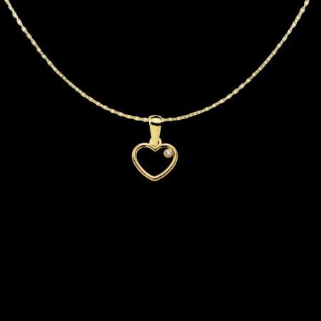 Pendentif Chaine Mini Coeur Zircone Or