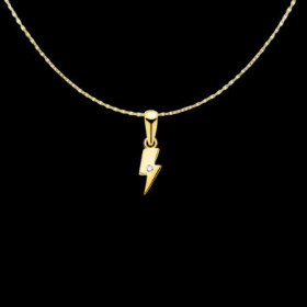 Pendentif Chaine Foudre et Oxyde Zirconium Or