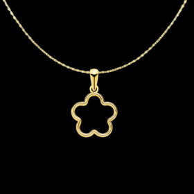Pendentif Chaine Fleur Ajouré 12mm Or