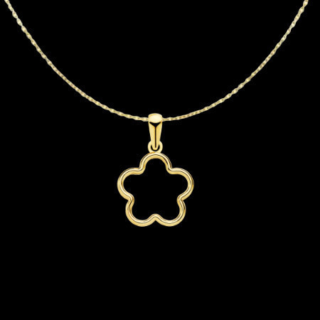 Pendentif Chaine Fleur Ajouré 12mm Or