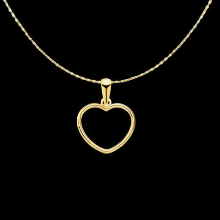 Pendentif Chaine Coeur Ajouré 13mm Or