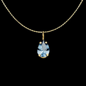 Pendentif Chaine Griffes Zirconium Bleu Or