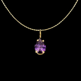 Pendentif Chaine Griffes Zirconium amethyste Or