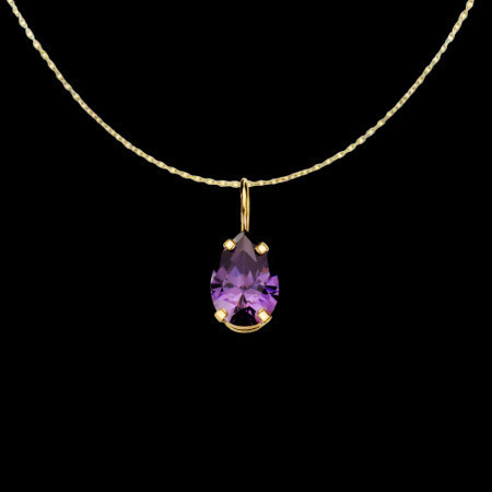 Pendentif Chaine Griffes Zirconium amethyste Or