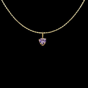 Pendentif Chaine Coeur Zirconium amethyste Or