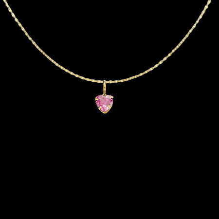 Pendentif Chaine Coeur Zirconium Rose Or