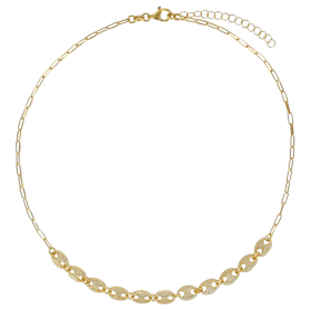 Collier maille grains de café orné d'oxydes