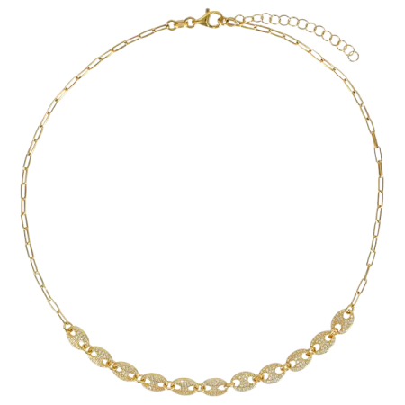 Collier maille grains de café orné d'oxydes