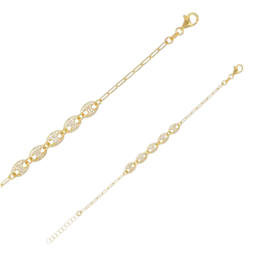 Bracelet maille grains de café orné d'oxydes