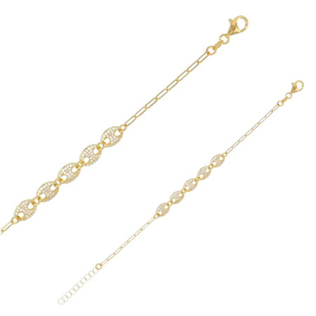 Bracelet maille grains de café orné d'oxydes