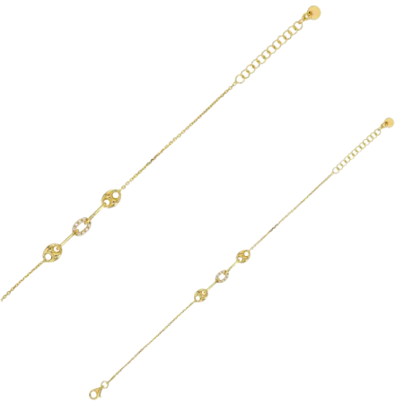 Bracelet grains de café et ovale orné d'oxydes