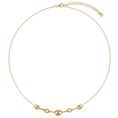 Collier grains de café et 2 ovales ornés d'oxydes