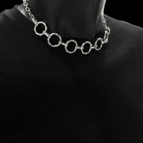 Collier anneaux 42cm en acier inoxydable