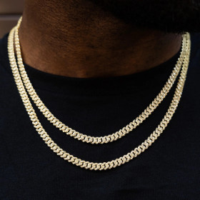 Collier cubain strassées acier inoxydable
