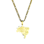 Collier et pendentif acier Carte Brésil