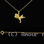 Pendentif Chaine Colibri Hibiscus Or