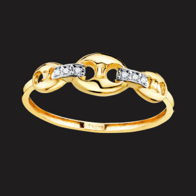 Bague Grain de café bicolore Or jaune 18 Carats