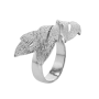 Bague 3 feuilles Tropicale ciselé argent rhodié
