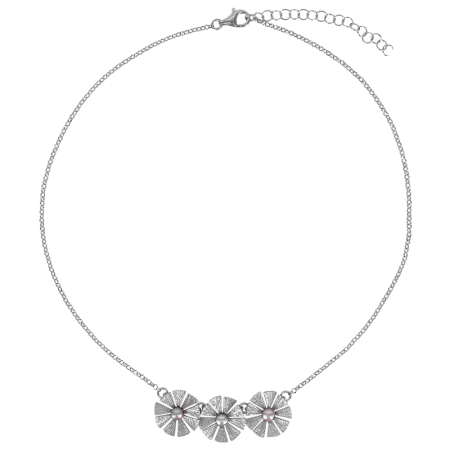 Collier fleurs Tropicale perle de culture eau douce argent