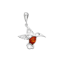 Pendentif Colibri pierre Ambre Argent rhodié