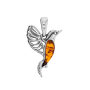 Pendentif Colibri Bate Pierre Ambre Argent rhodié