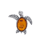 Pendentif tortue Pierre Ambre Argent rhodié