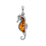 Pendentif hippocampe Pierre Ambre Argent rhodié