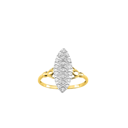 Bague marquise Hiva-Oa Or et oxyde de zirconium