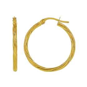 Créoles torchon tube 2mm diamètre intérieur 20mm Or