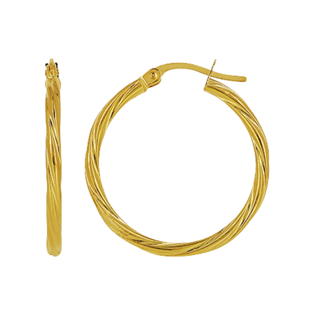 Créoles torchon tube 2mm diamètre intérieur 20mm Or