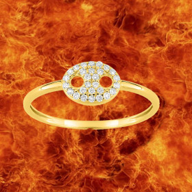 Bague grain de café Or et oxyde de zirconium