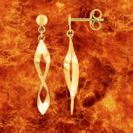 Boucles d'oreilles pendantes torsadé Or 9 Carats