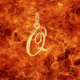 Pendentif lettre Q en Or 9 Carats