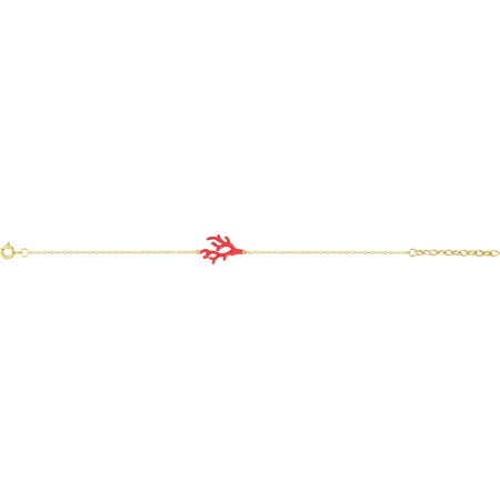 Bracelet Motif Corail Rouge Plaqué Or