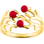 Bague Motif Corail Trilogie plaqué or