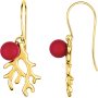 boucle d'oreille crochet corail plaqué or