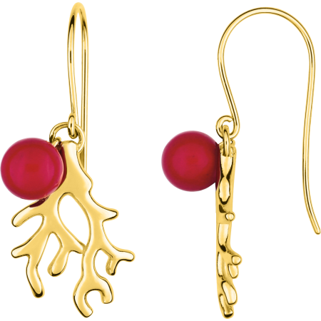 boucle d'oreille crochet corail plaqué or