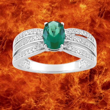 Bague triple anneau et OZ Vert Argent