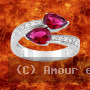 Bague oxydes zirconium rouges poire Argent