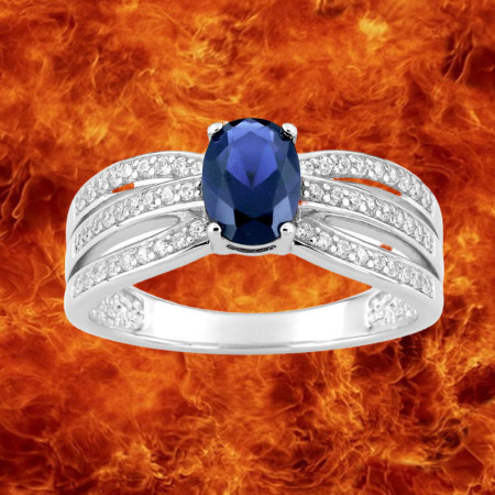 Bague triple anneau et OZ bleu Argent
