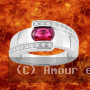 Bague Oxyde de Zirconium brins sertis Rouge Argent