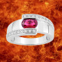 Bague Oxyde de Zirconium brins sertis Rouge Argent