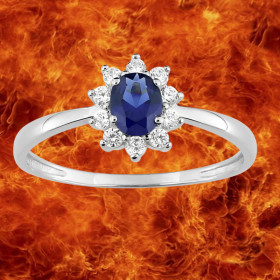 Bague Pétales Oxydes Zirconium bleu foncé Argent