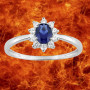 Bague Pétales Oxydes Zirconium bleu foncé Argent